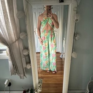 Lulus Green Tropical Halter Top NWOT